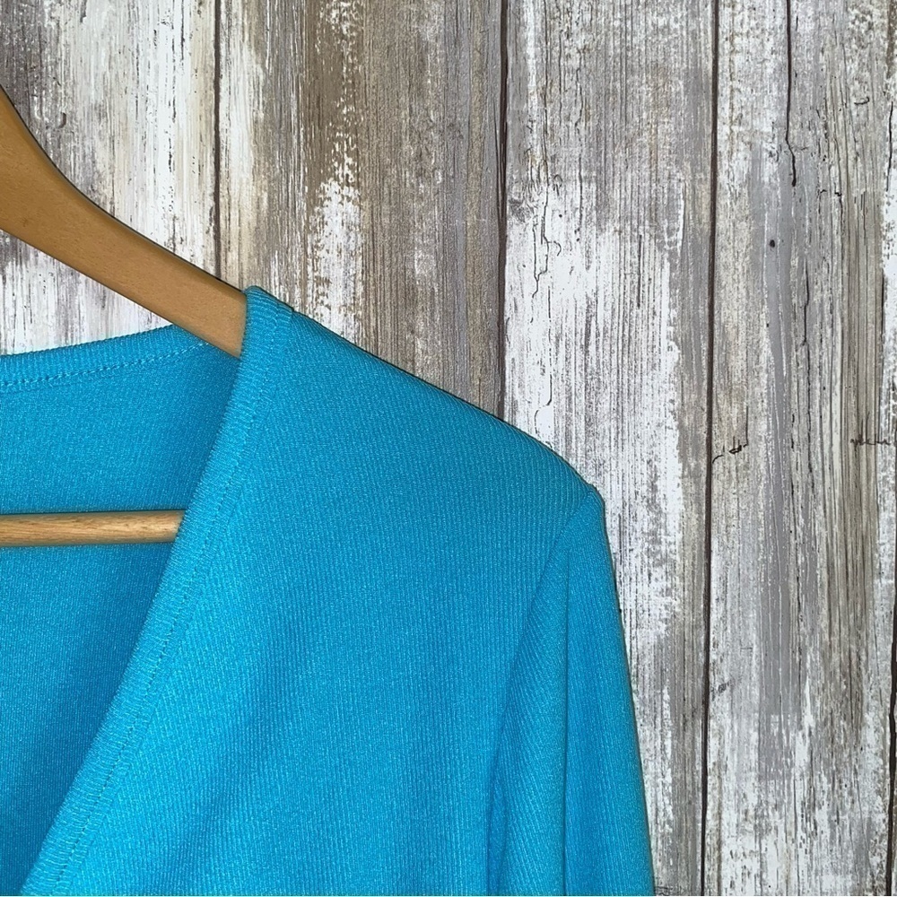 Zara Blue Ruched Crop Top Long Sleeve Stretch Fitted Y2K Coquette Size L - Picture 4 of 5